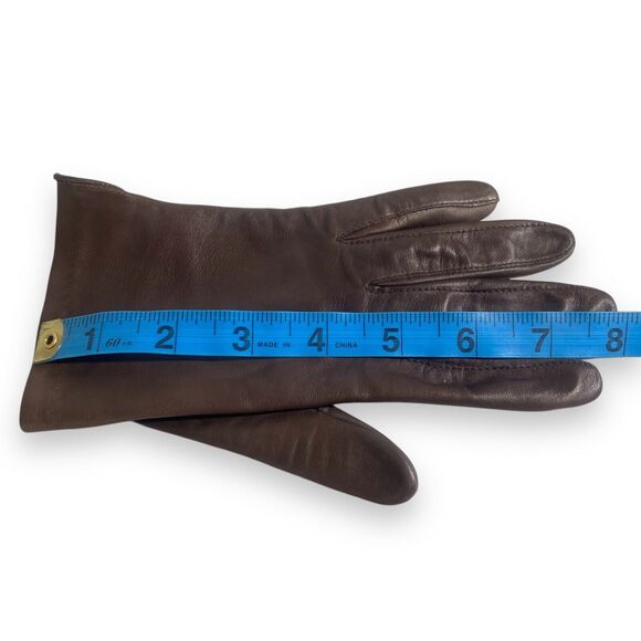 ARIS Women Genuine Leather Brown Gloves Size 7.5 Nylon Lined Old Money Lifestyle - Picture 11 of 11